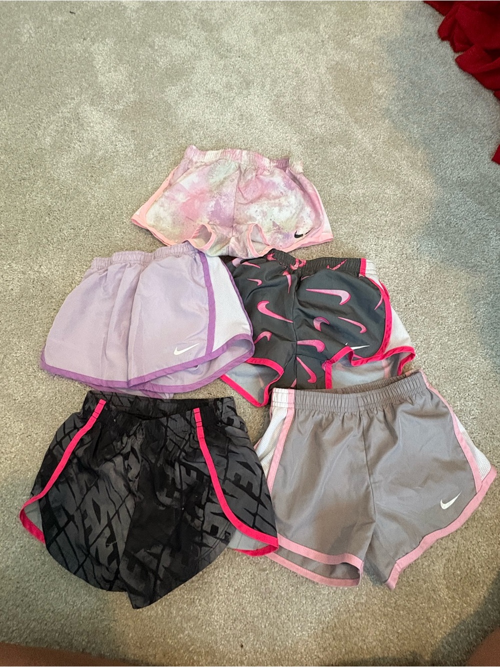 Nike Girls' Pink, Gray & Purple Athletic Shorts Bundle - 5 Pack